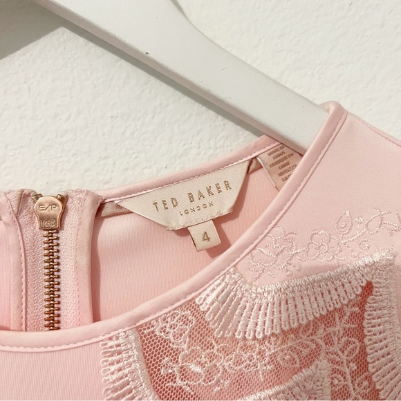 Ted Baker Rehanna Embroidered Cap Sleeve Skater Dress Pink Ted's Size 4 US 10 - Picture 4 of 8